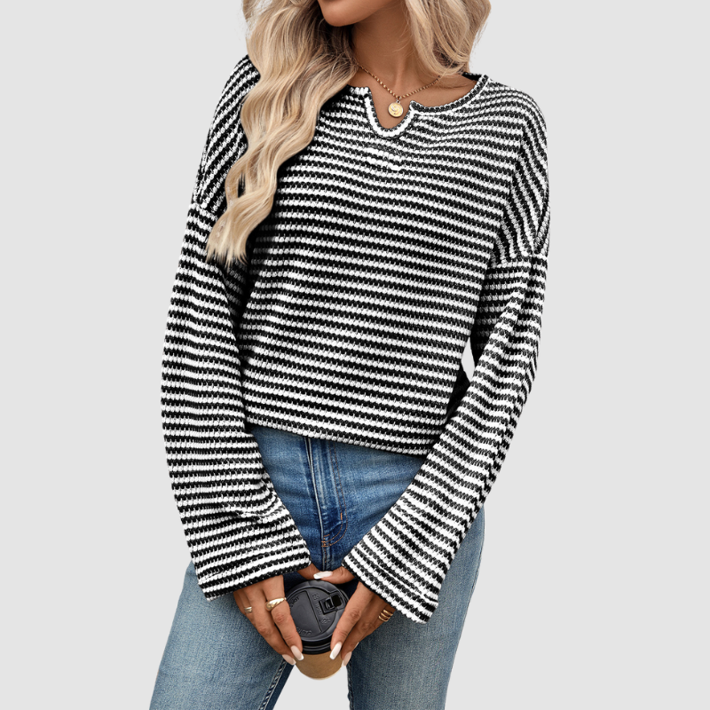Wholesale women's striped waffle knit tops | Wonderxfans bulk activewear