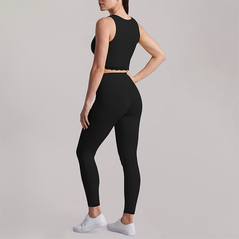 Wholesale Women's fake two-piece tank top & High-Waist Leggings Set - Naked Feel Yoga Gym Activewear