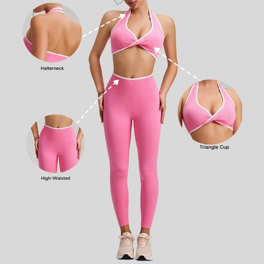 Wholesale Color-Block Twist Front Bra + | Wonderxfans bulk activewear