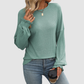Wholesale Women's Ribbed Long Sleeve T-Shirt – Loose Ruffle-Sleeve Top