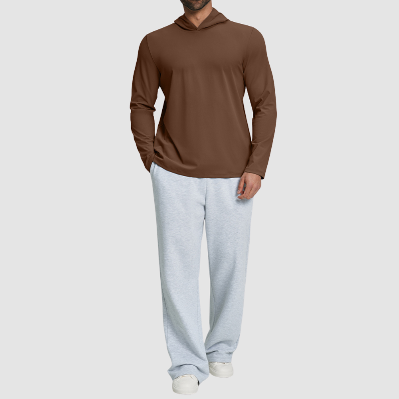 Wholesale Men's Hooded Long Sleeve Athletic Top – Moisture-Wicking Gym Fitness Training Shirt