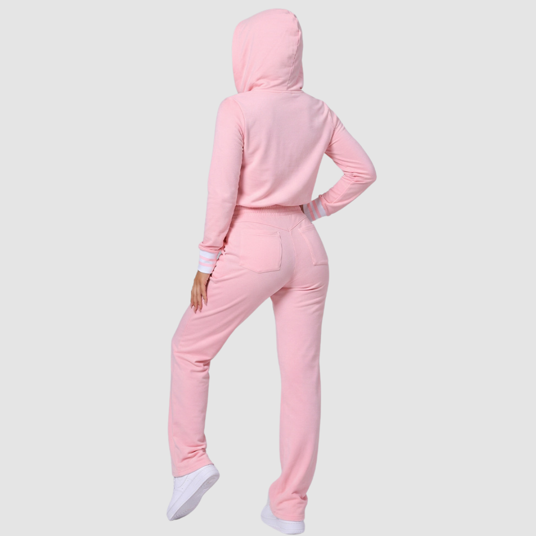 Women's Wholesale Activewear Hooded Zip Color-Block Wide-Leg Jumpsuit