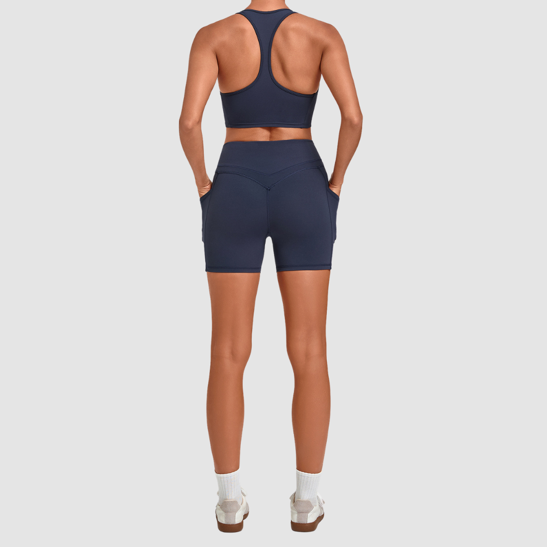 Wholesale Women’s Racerback Sports Bra & High-Waist Biker Shorts Yoga Set