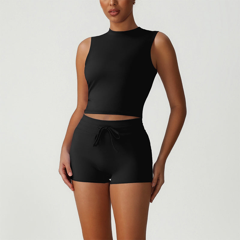Snug-Fit Crop Top & Butt-Lifting Shorts 2-Piece Set