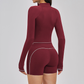 Color blocked Sports jacket+Sport vest+Tight shorts Running fitness 3-piece set