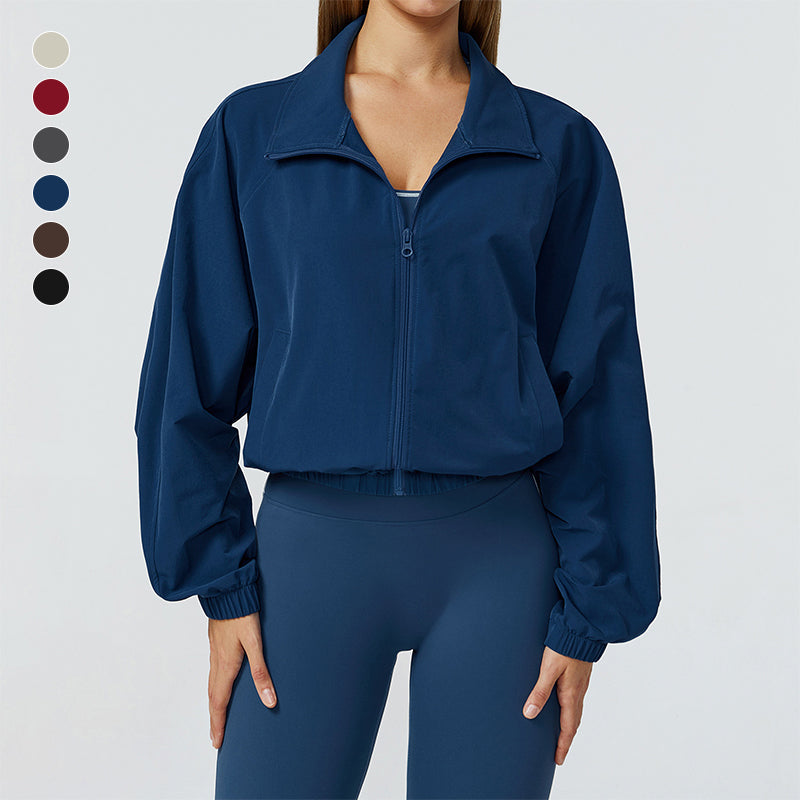 Secado rápido con cremallera completa y chaqueta al aire libre de manga larga