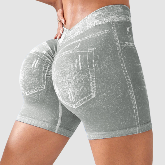 Wholesale High-Waisted Faux Denim Shorts | Wonderxfans bulk activewear