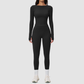 Wholesale Seam-Detail Long-Sleeve Crop Top & High-Waist Leggings Set – Brushed Yoga 2-Piece