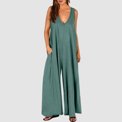Wholesale Women's Casual Pocket loungewear Maxi skirt – Sleeveless Milk Silk Wide Leg Romper