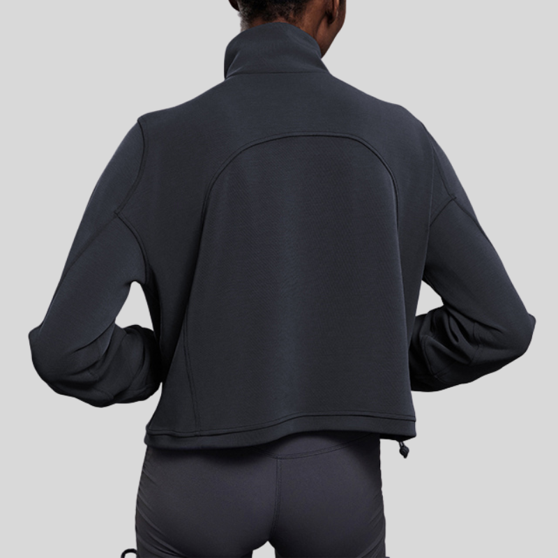 Half-zip stand collar drawstring sports top