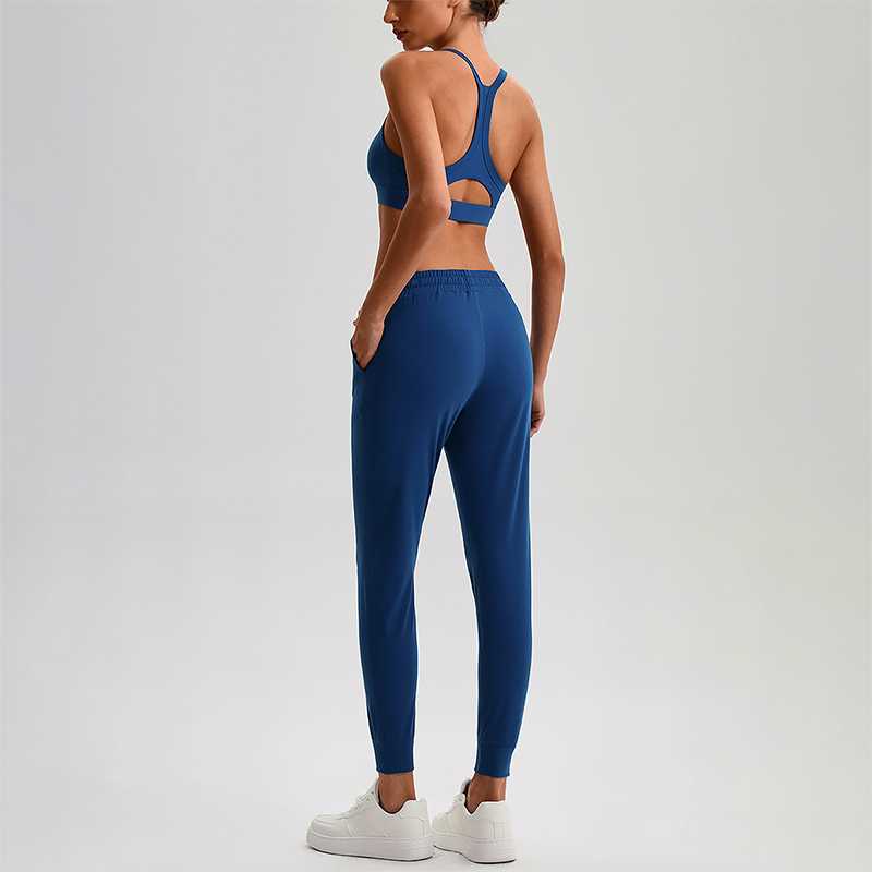 Wholesale Naked-Feel Open-Back Sports Bra & High-Waist Jogger Pants Set – Sculpting Yoga 2-Piece