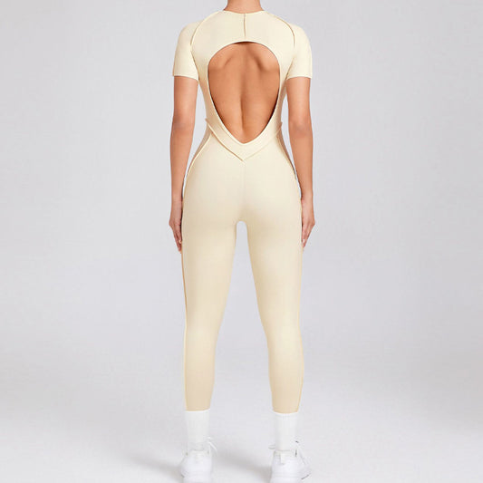 Wholesale Short-sleeved backless leggings bodysuit | Wonderxfans bulk activewear