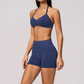 Wholesale Women's Seamless Yoga Set: Halter Open-Back Sports Bra & Shorts – Quick-Dry Lycra w/ Chest Pad