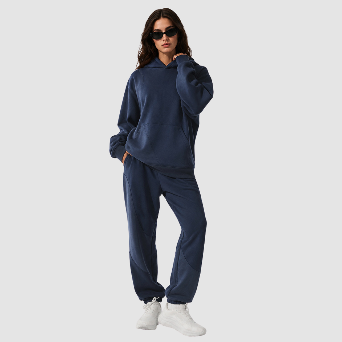 Wholesale Women's Colorblock Hooded Sweatshirt & Jogger Pants Set