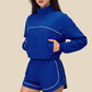 Wholesale Women's Activewear Stand-Collar Zip Jacket & Hip-Lift Shorts Two-Piece Set