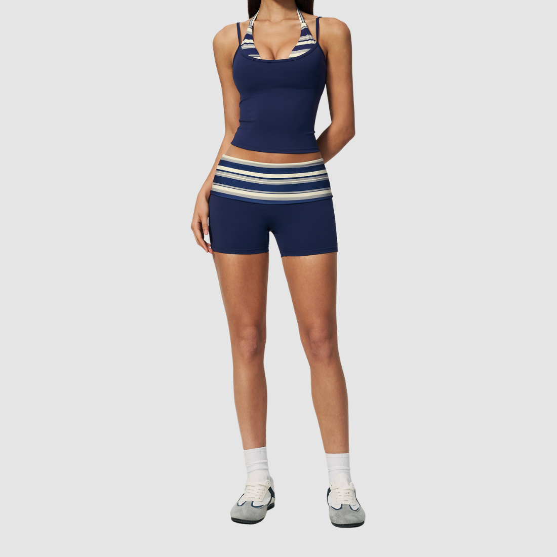 Wholesale Women’s Polka-Dot Racerback Tank & Shorts Yoga Set