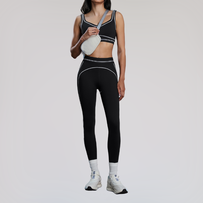 Wholesale contrast color sports bra + elastic leggings