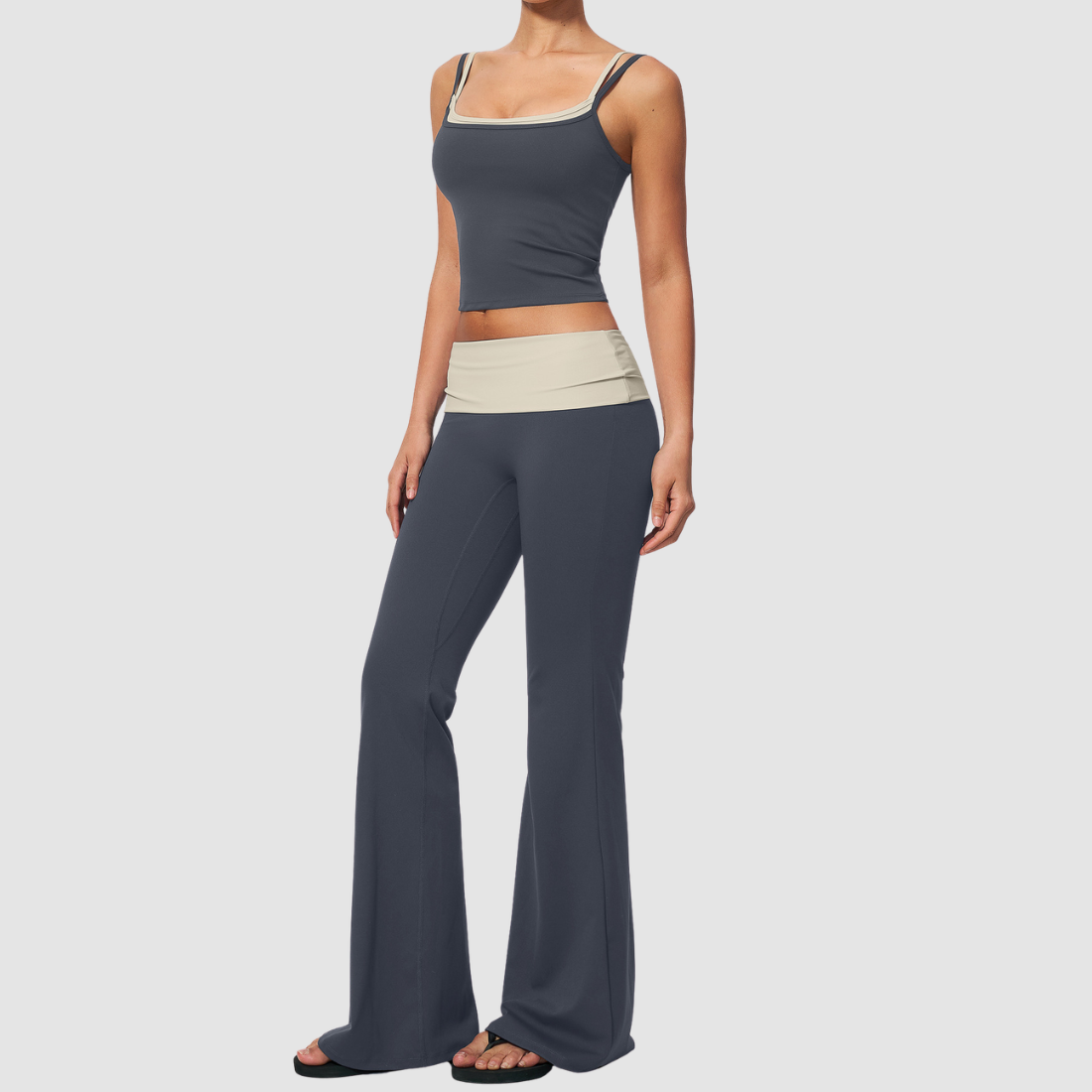 Wholesale Contrast Color High Waist Yoga Set – Tummy Control Fitness Outfit