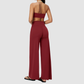 Wholesale Women's Halter Sports Bra & Wide-Leg Pants Two-Piece Set