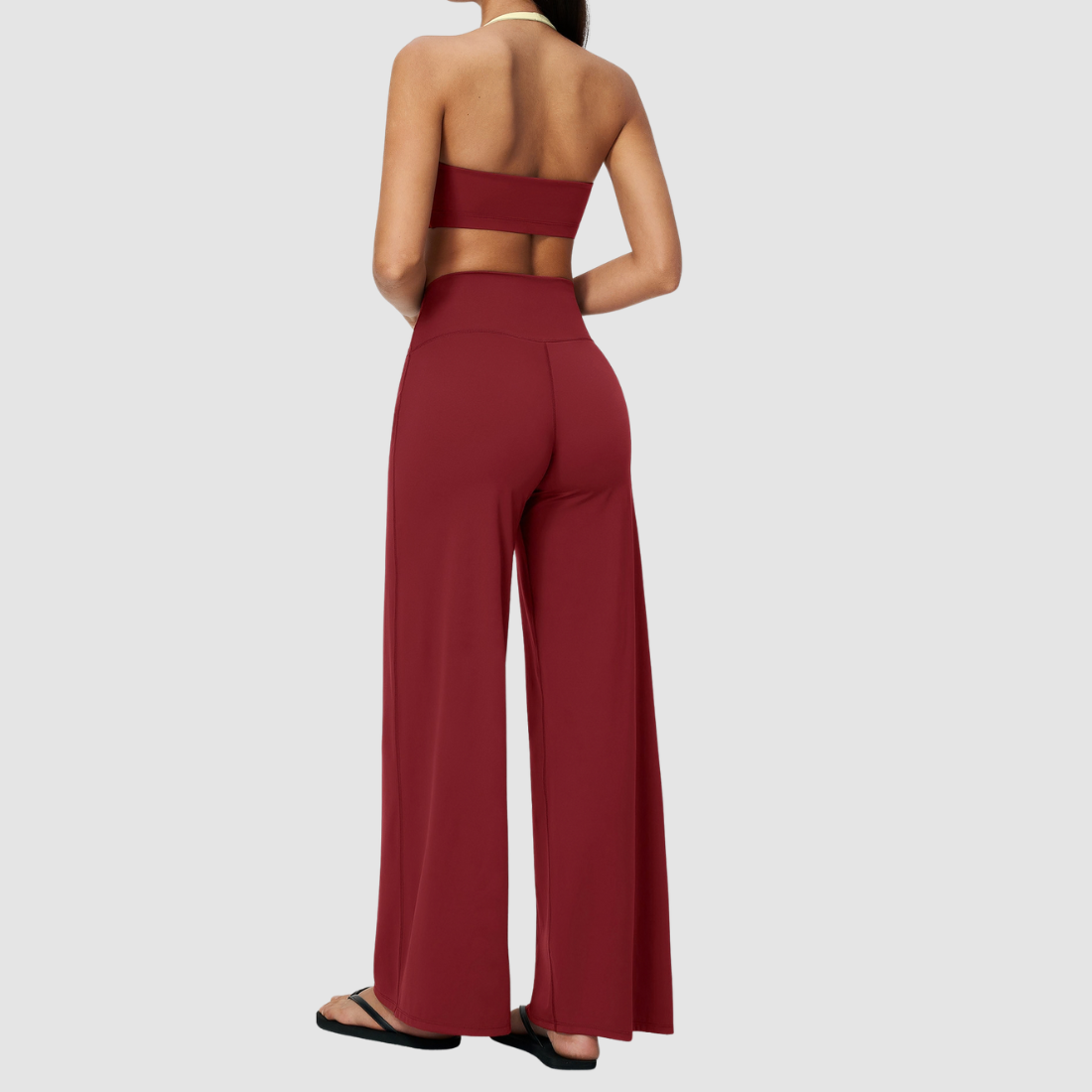 Wholesale Women's Halter Sports Bra & Wide-Leg Pants Two-Piece Set
