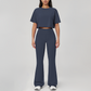 Wholesale round neck short sleeved top+flared pants 2-piece set
