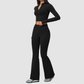Wholesale Women's Stand-Collar Zip Jacket & Flared Yoga Pants Set