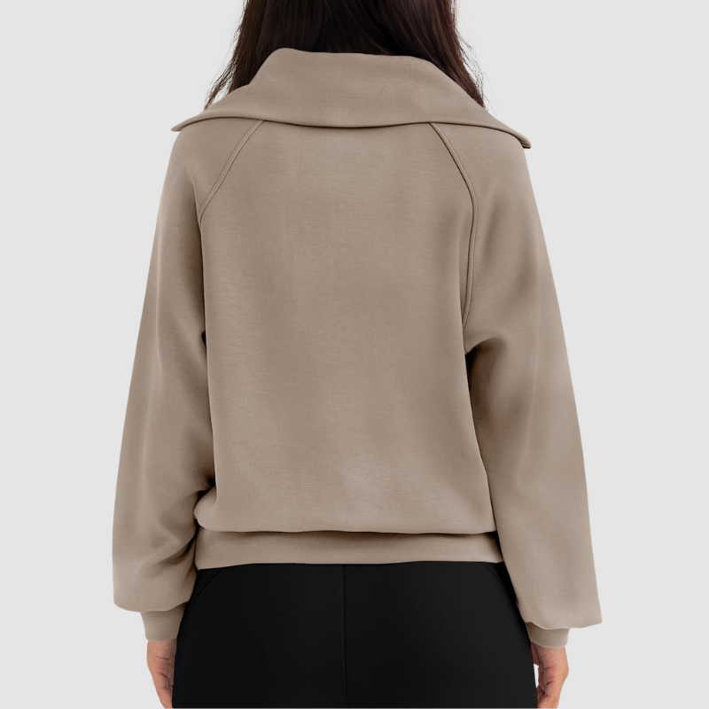 Wholesale Half-Zip Stand Collar Solid Color Sweatshirt