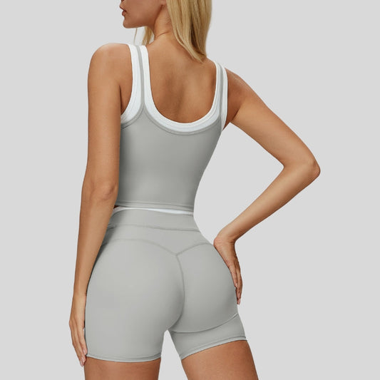 Wholesale Two-piece contrasting sports tank top+sports | Wonderxfans bulk activewear