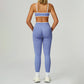 Seamless Contrasting Color Sports Bra + High-waisted leggings 2-Piece Set