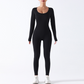 Women's Strapped Ribbed Jumpsuit Sports Yoga Bodysuit