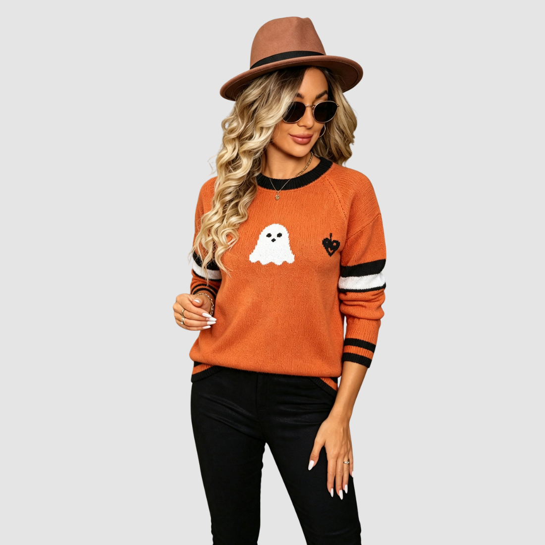 Wholesale Women's Halloween Witch Ghost Pumpkin Knit Sweater