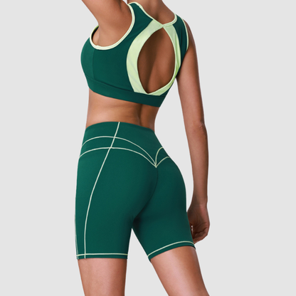 Wholesale Women's Pilates Sports Bra & High-Waist Shorts Set – Butt-Lifting Activewear