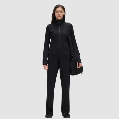 Wholesale Women's Activewear – Stand Collar Jacket+Straight-Leg Pants Set