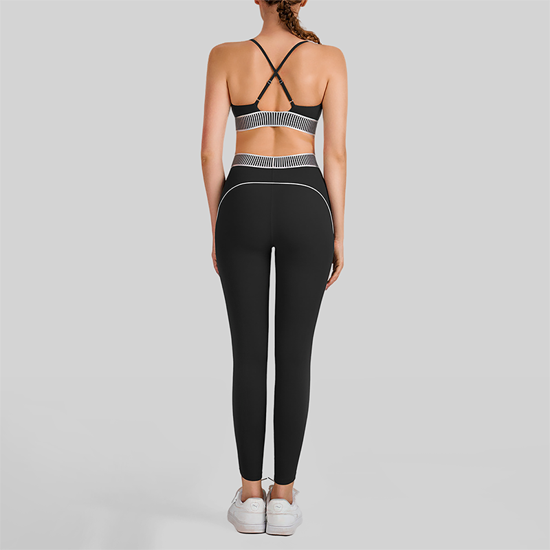 Wholesale Women's Cross-Back Sports Bra & High-Waist Leggings Set – Tummy Control Yoga Set
