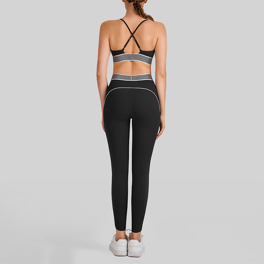 Wholesale Women's Cross-Back Sports Bra & High-Waist Leggings Set – Tummy Control Yoga Set