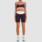 Wholesale Women’s Contrast Strap Sports Bra & High-Waist Biker Shorts Yoga Set