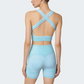 Wholesale Women's Seamless Yoga Set: Sports Bra & Capri Shorts – Body-Shaping Moisture-Wicking Fitness w/ Chest Pad
