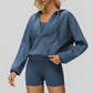 V-neck large hooded jacket+Sports tank top+High waisted shorts 3-piece set