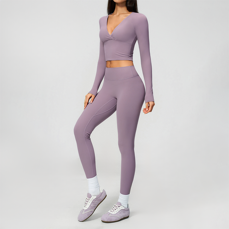 Wholesale Women's Cream-Feel Fleece Long Sleeve Top & High-Waist Leggings Set