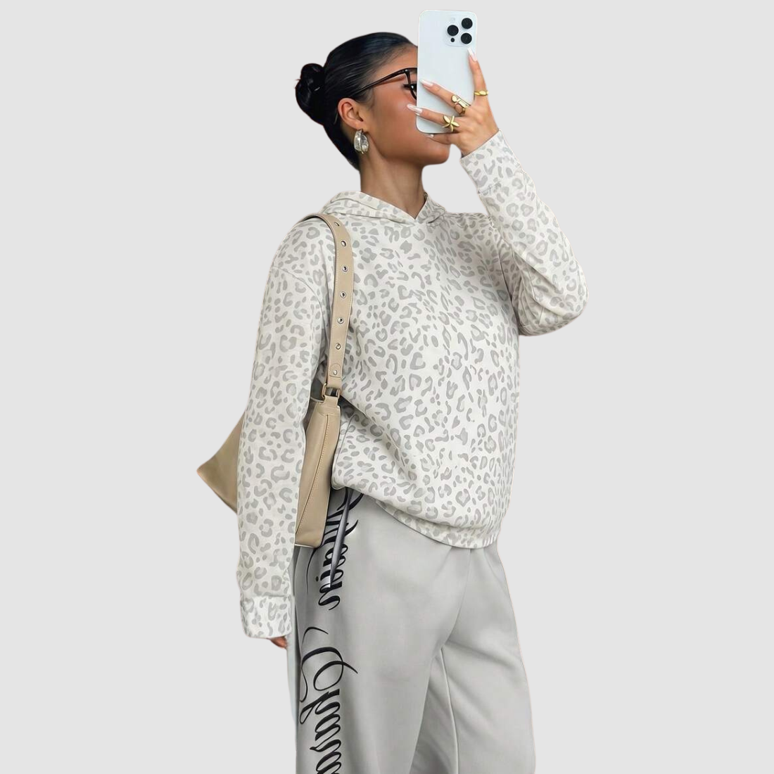 Wholesale Women's Leopard Print Pullover Hoodie – Loose Long Sleeve Sweatshirt