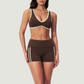 Wholesale Color Block V-Neck Sports Bra & Fold-Up Shorts Set
