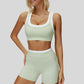 Contrast color sports bra + sports shorts 2-piece set