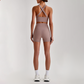 Wholesale Cross-Back Sports Bra & High-Waist Biker Shorts Set – Naked-Feel Quick-Dry Yoga 2-Piece