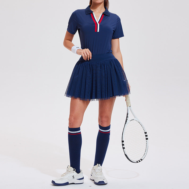 Polo-V Mesh A-Line Skort Set