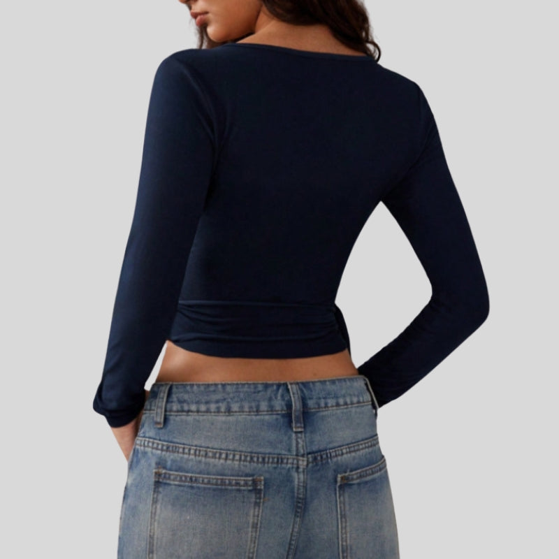 Women's slim fit top with long sleeves and straps