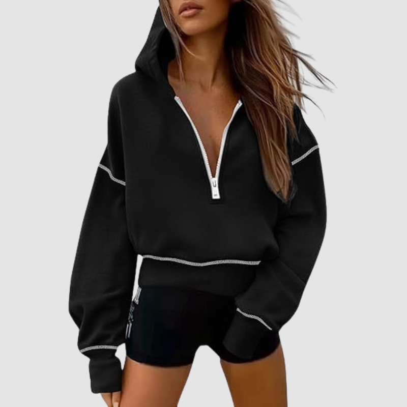 Wholesale pullover hooded half-zip sweatshirt