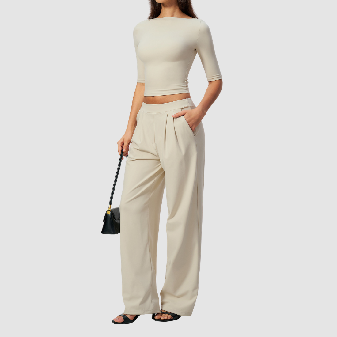 Wholesale Women’s Mid-Sleeve Top & Long Pants Yoga Set