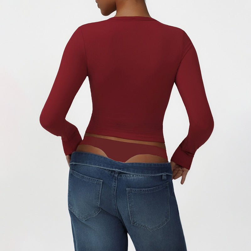 Snug-Fit V-Neck Long Sleeve