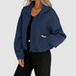 Wholesale Women's Stand-Collar Zip Jacket – Loose Drawstring Pocket Outerwear