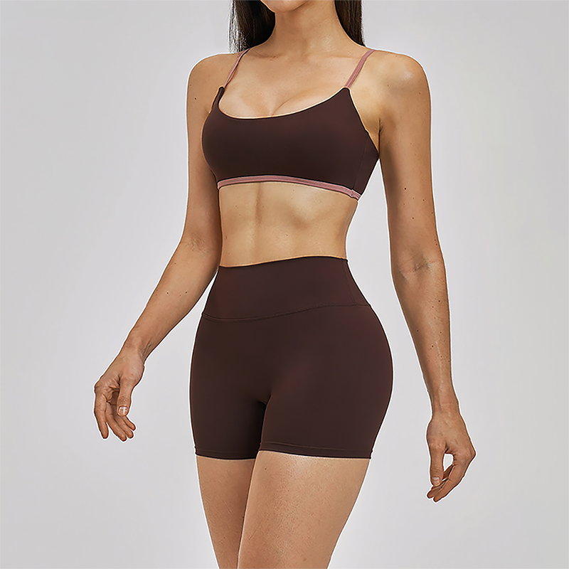 Naked and beautiful back bra+high waisted shorts 2-piece set
